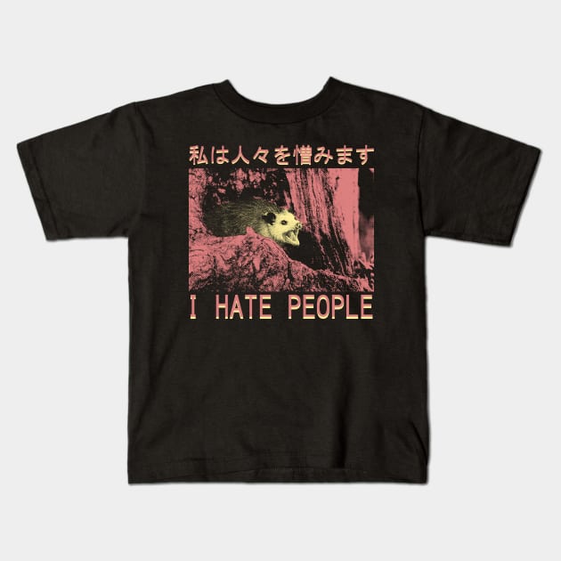 I hate people Opossum Japanese Kids T-Shirt by giovanniiiii